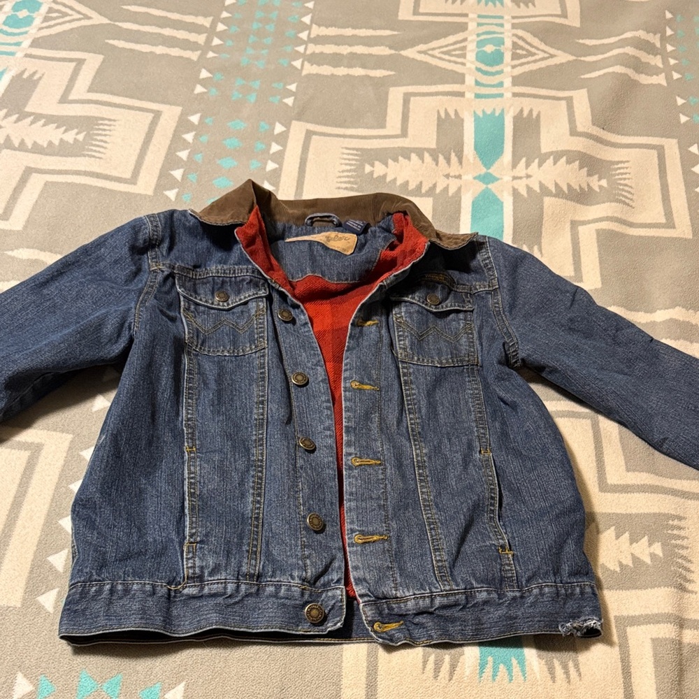 Wrangler Boys Denim Jacket with Brown Collar